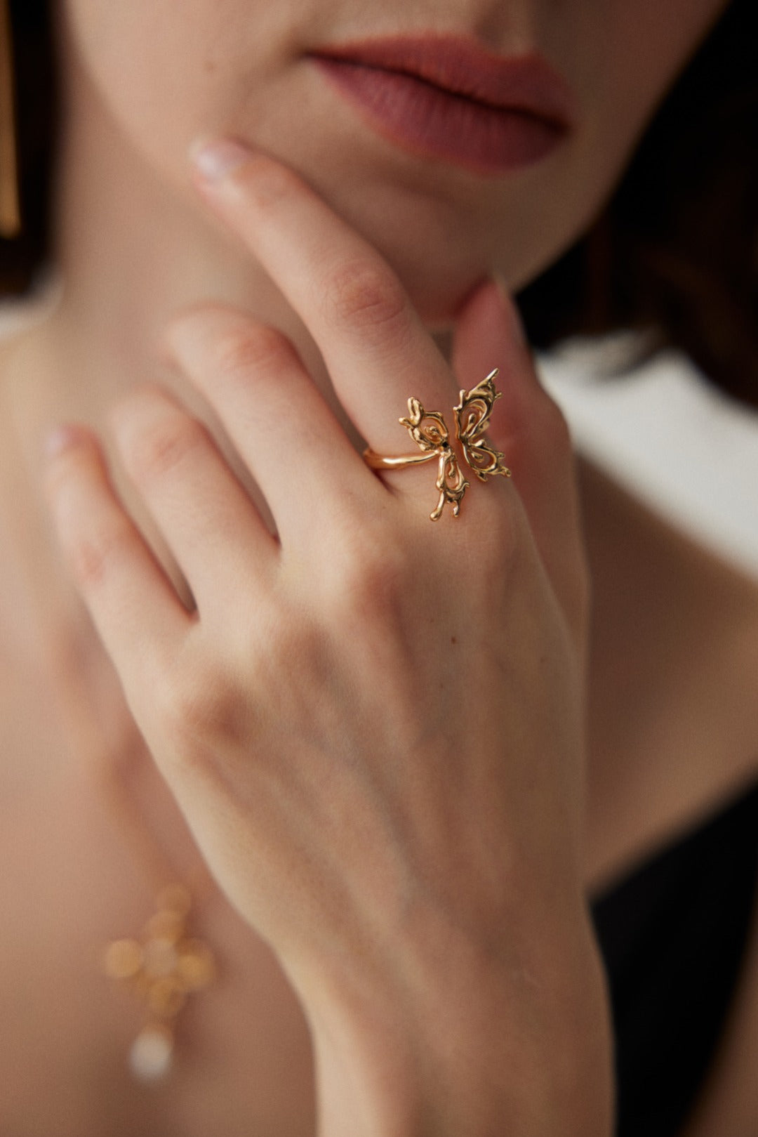 Artistic Floral Adjustable Rings in Vintage Gold and White Gold Finishes in 925 Silver