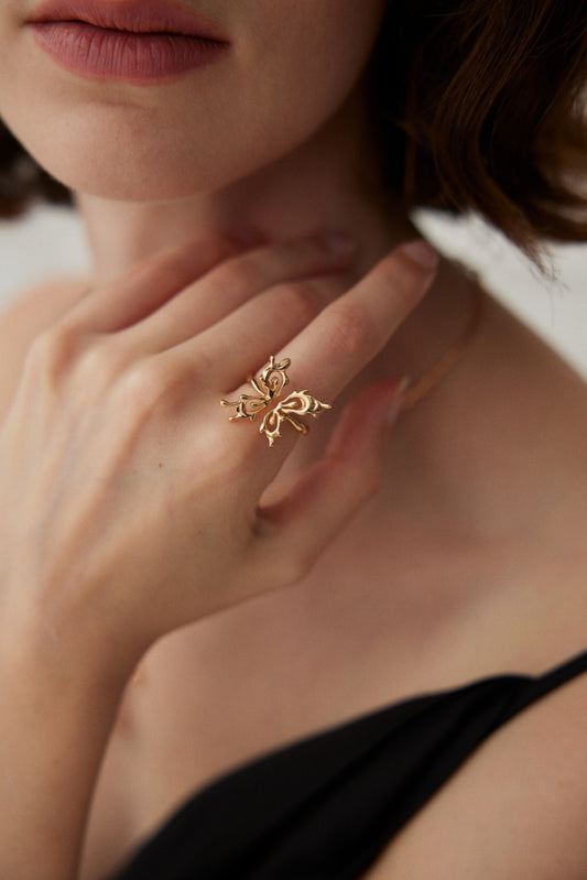 Artistic Floral Adjustable Rings in Vintage Gold and White Gold Finishes in 925 Silver