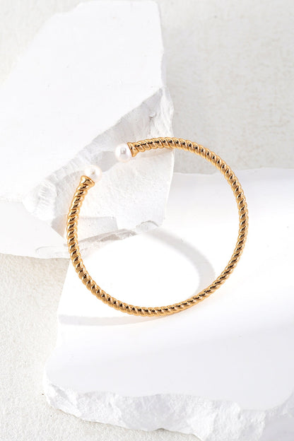 Classic Vintage Gold Pearl Bangle in 925 Silver