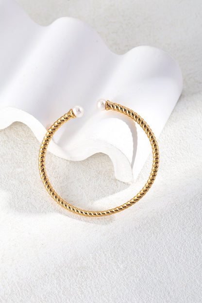 Classic Vintage Gold Pearl Bangle in 925 Silver