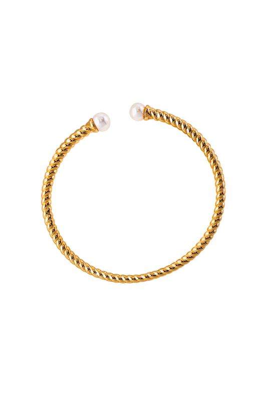Classic Vintage Gold Pearl Bangle in 925 Silver