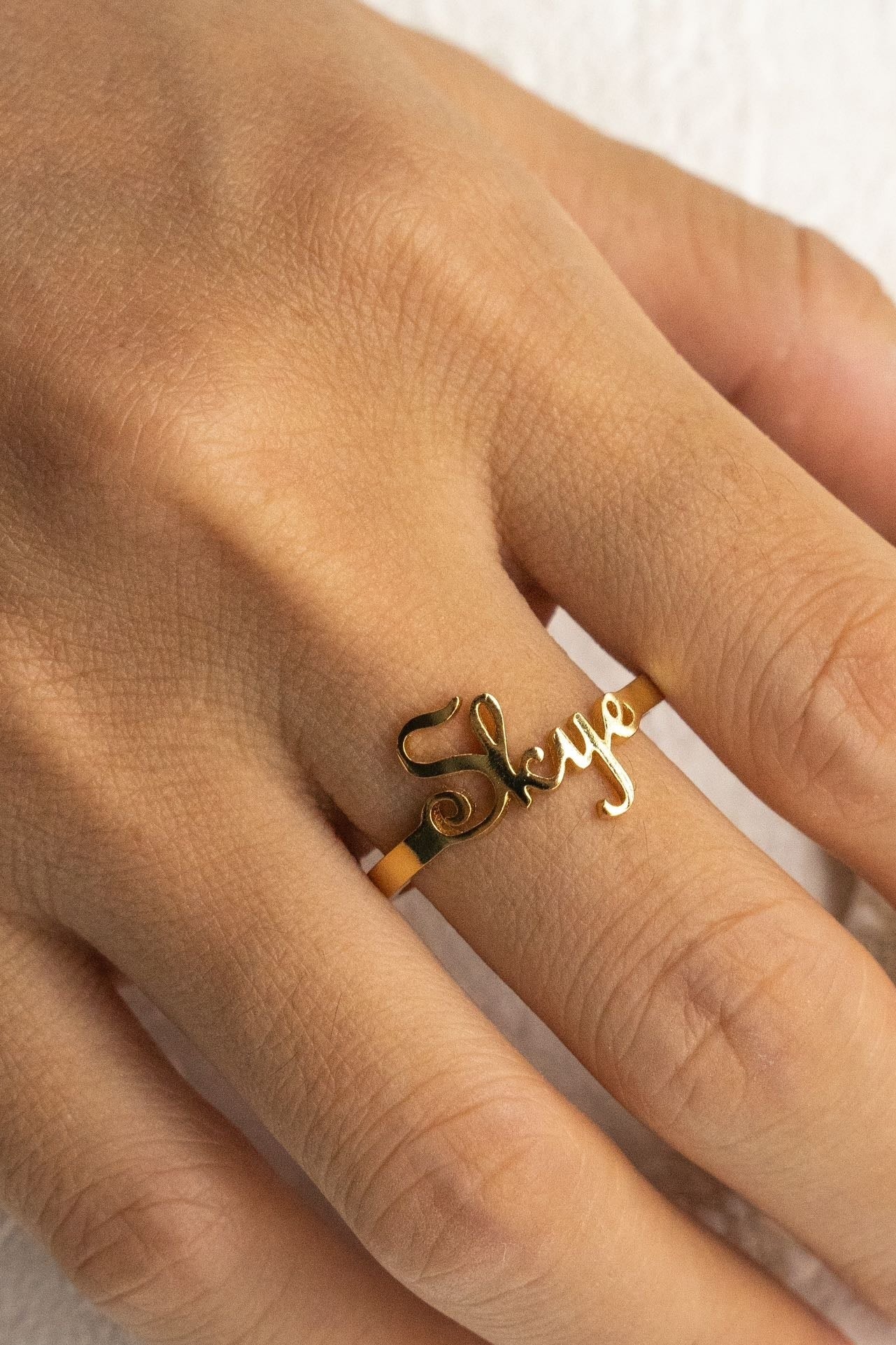 Customizable "Slay" Script Ring in 925 Silver – Available in Gold and Silver Finishes