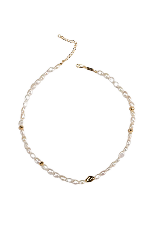 Vintage Gold 925 Silver Baroque Pearl Necklace